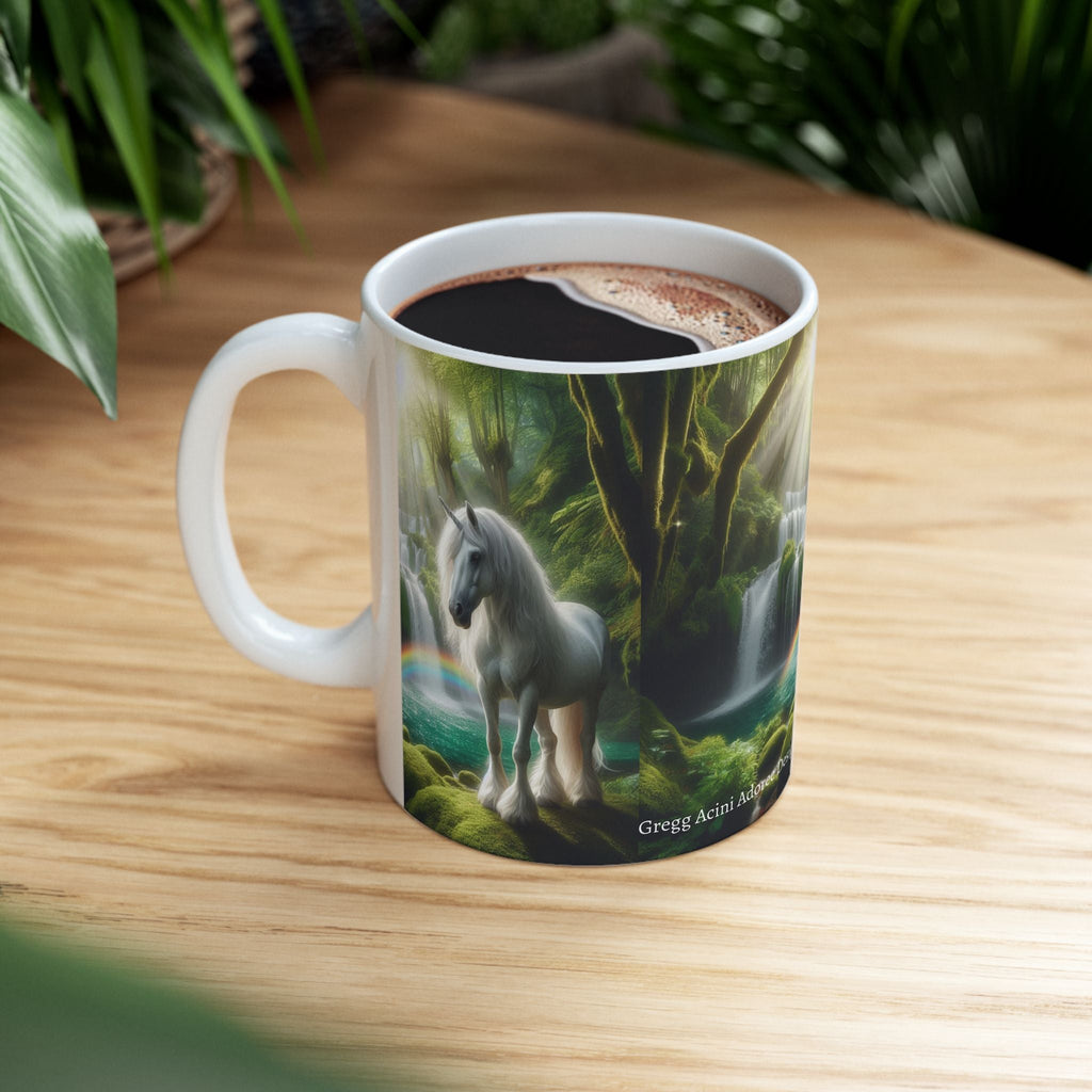 Unicorn by a Waterfall Ceramic Coffee Mug by Gregg Acini Adoree Designs - Gregg Acini Adoree Designs - Mug