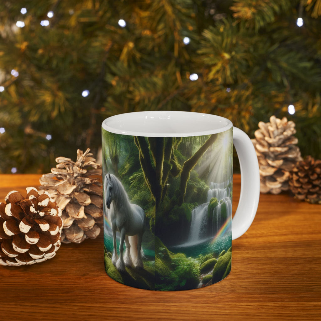 Unicorn by a Waterfall Ceramic Coffee Mug by Gregg Acini Adoree Designs - Gregg Acini Adoree Designs - Mug