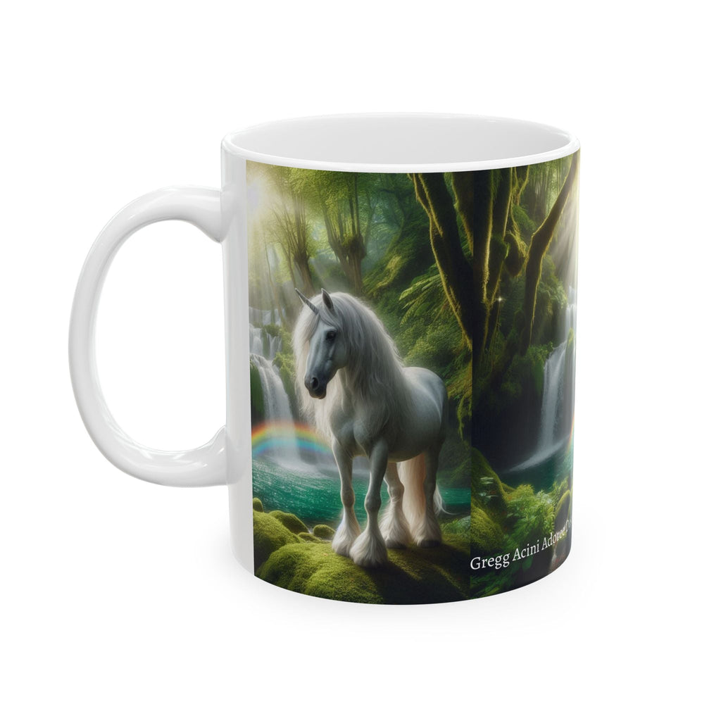 Unicorn by a Waterfall Ceramic Coffee Mug by Gregg Acini Adoree Designs - Gregg Acini Adoree Designs - Mug