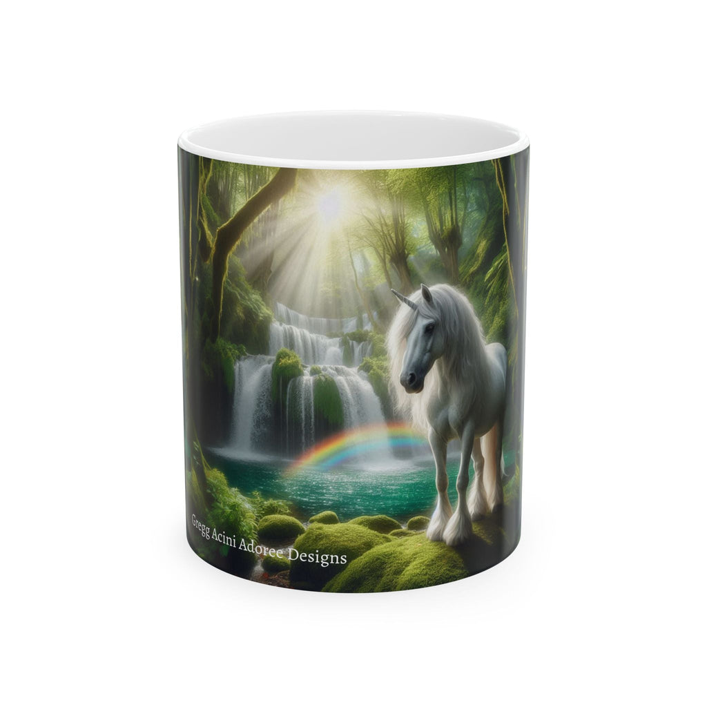 Unicorn by a Waterfall Ceramic Coffee Mug by Gregg Acini Adoree Designs - Gregg Acini Adoree Designs - Mug