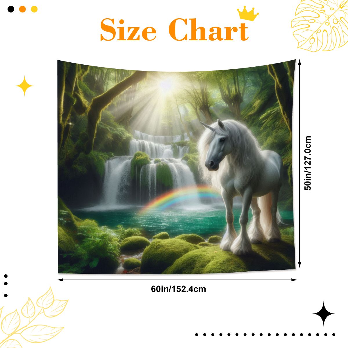 Unicorn by a Waterfall Lightweight Wall Tapestry (Fabric Wall Hanging - USA) - Gregg Acini Adoree Designs - Wall Coverings