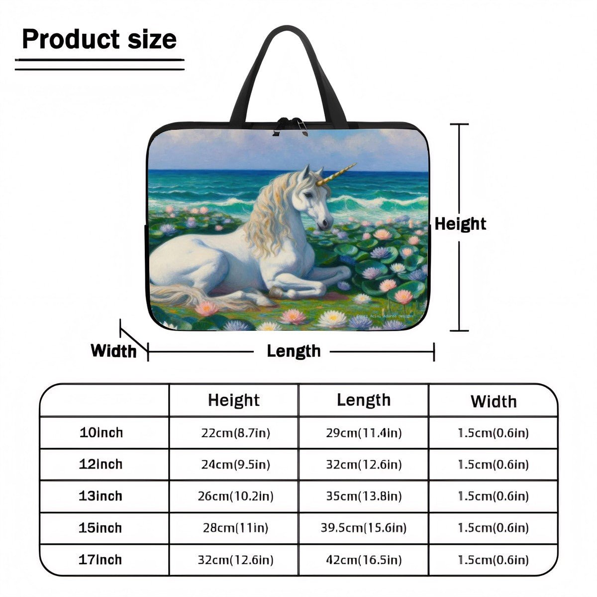 Unicorn by the Sea Laptop Bag - Gregg Acini Adoree Designs - Laptop Bag