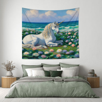 Unicorn by the Sea Lightweight Wall Tapestry (Fabric Wall Hanging - USA) - Gregg Acini Adoree Designs - Wall Coverings