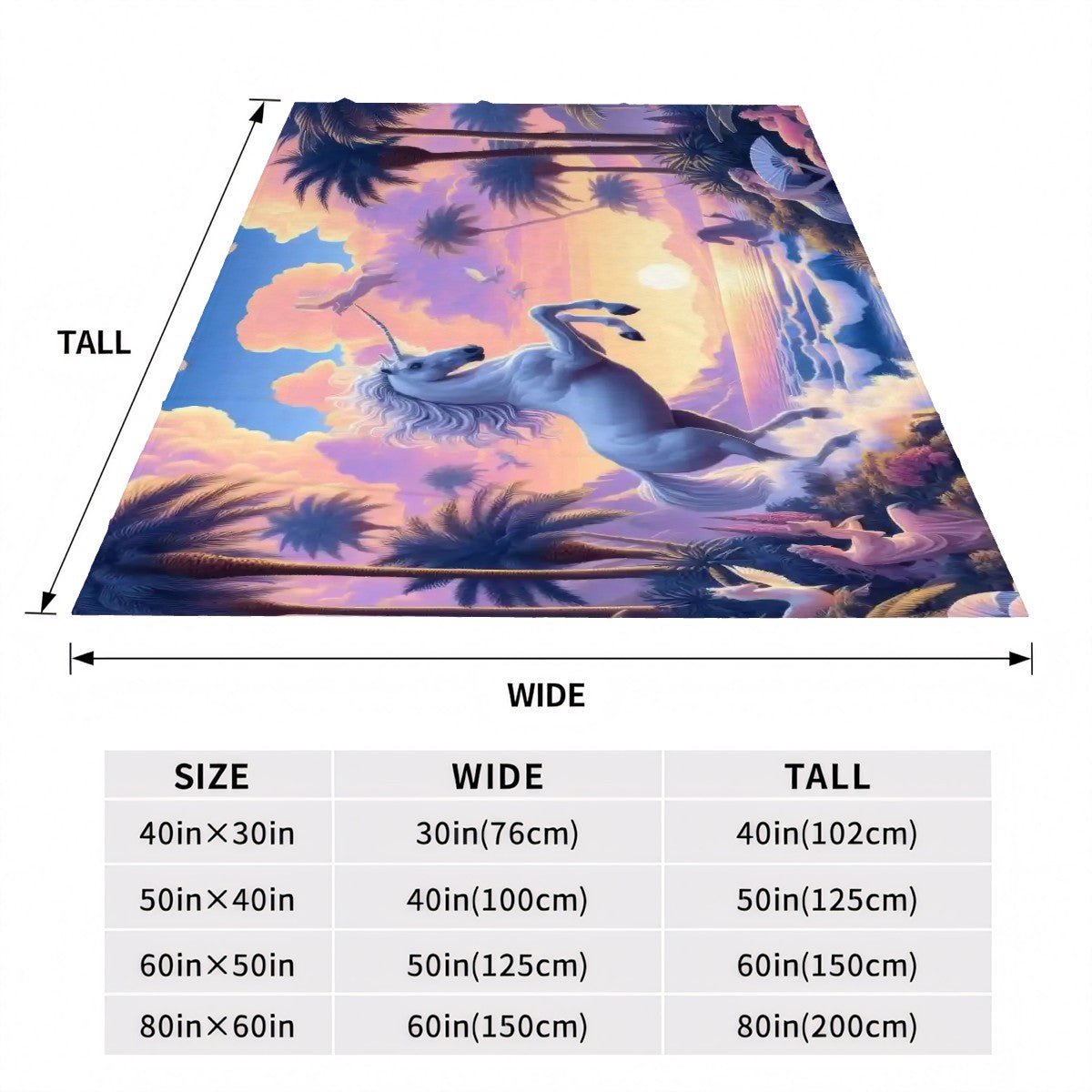 Unicorn Fantasy 300 GSM Flannel Throw Blanket (Made in USA) - Gregg Acini Adoree Designs - Blanket
