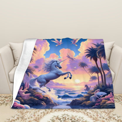Unicorn Fantasy Flannel Throw Blanket - Gregg Acini Adoree Designs - Blanket