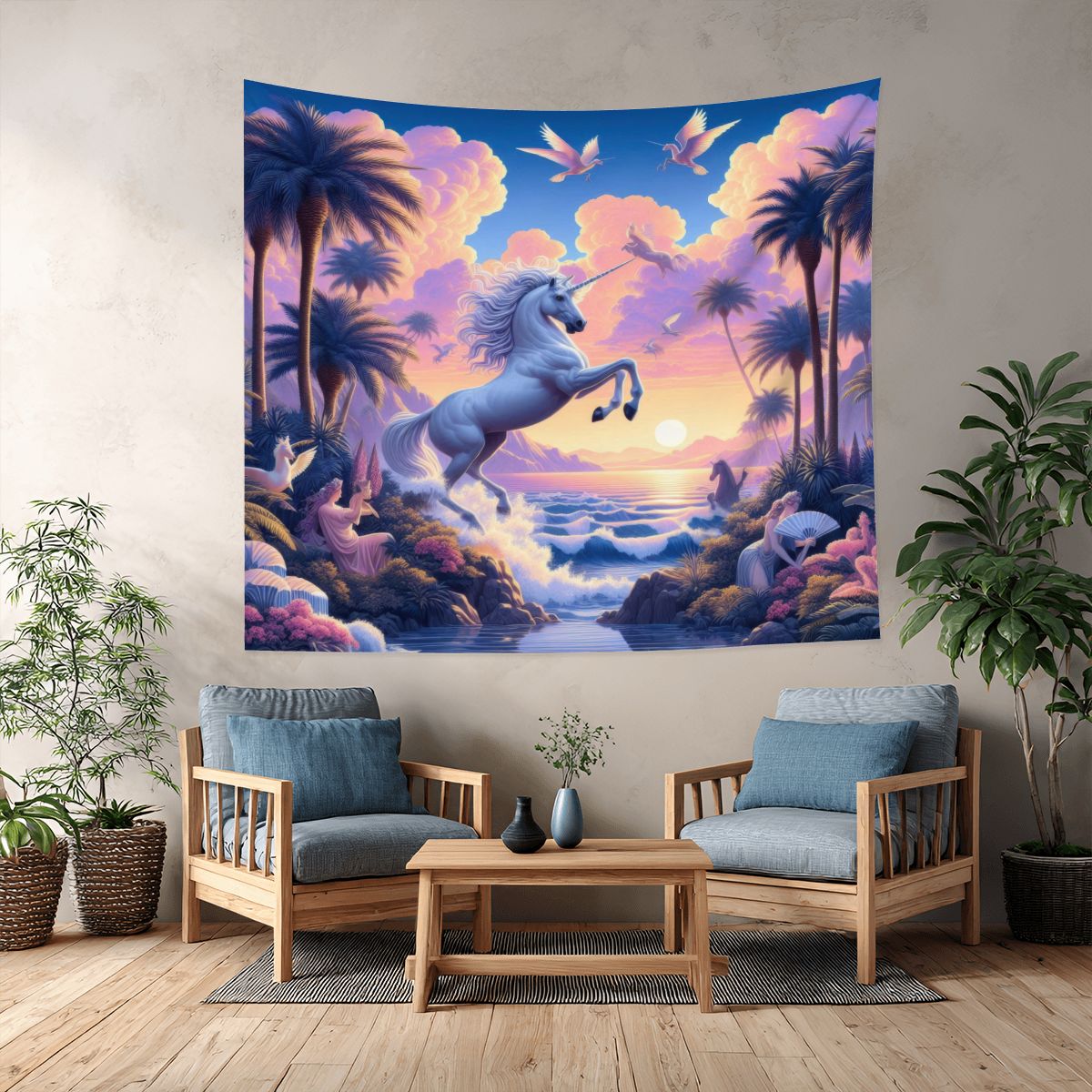 Unicorn Fantasy Lightweight Wall Tapestry (Fabric Wall Hanging - USA) - Gregg Acini Adoree Designs - Wall Coverings