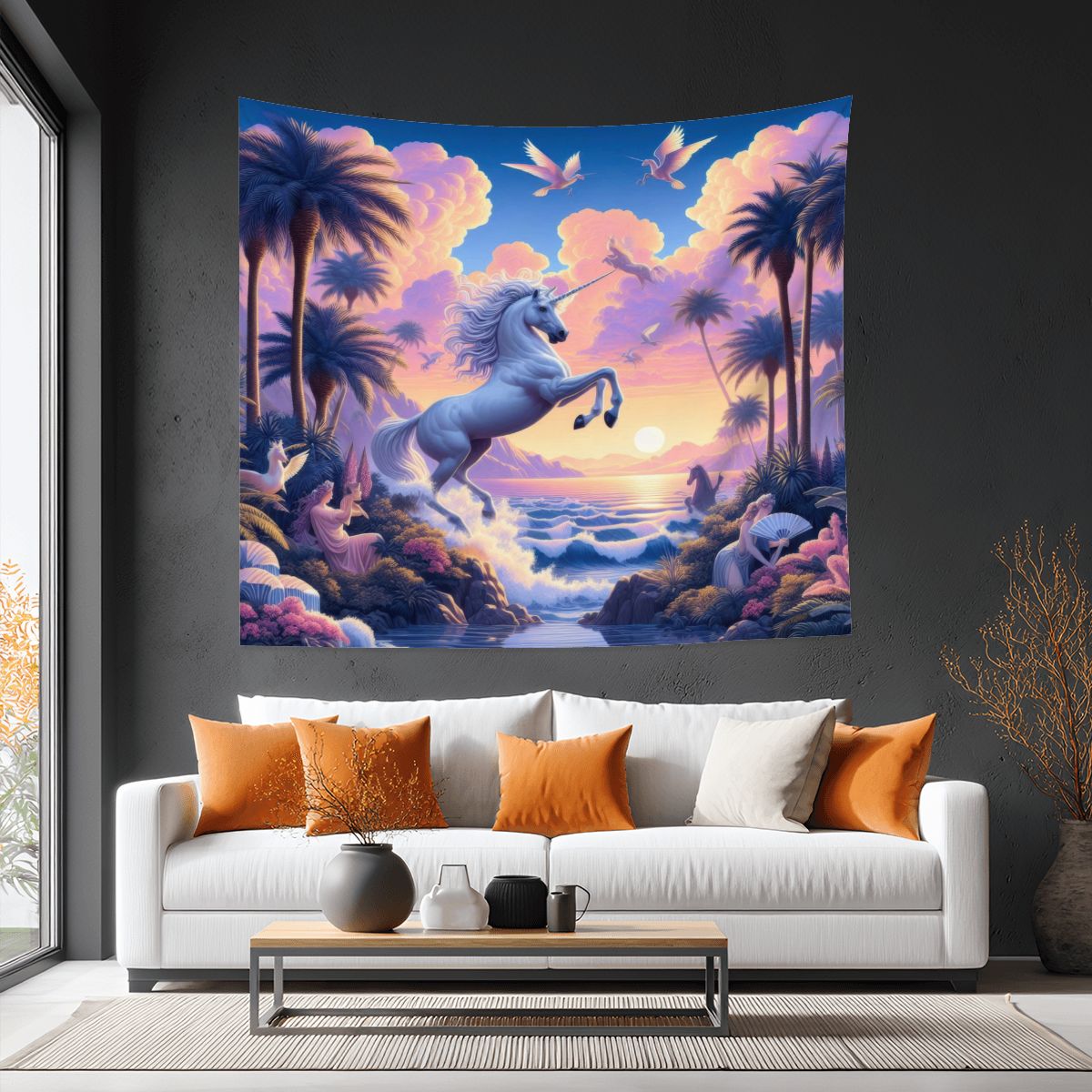 Unicorn Fantasy Lightweight Wall Tapestry (Fabric Wall Hanging - USA) - Gregg Acini Adoree Designs - Wall Coverings