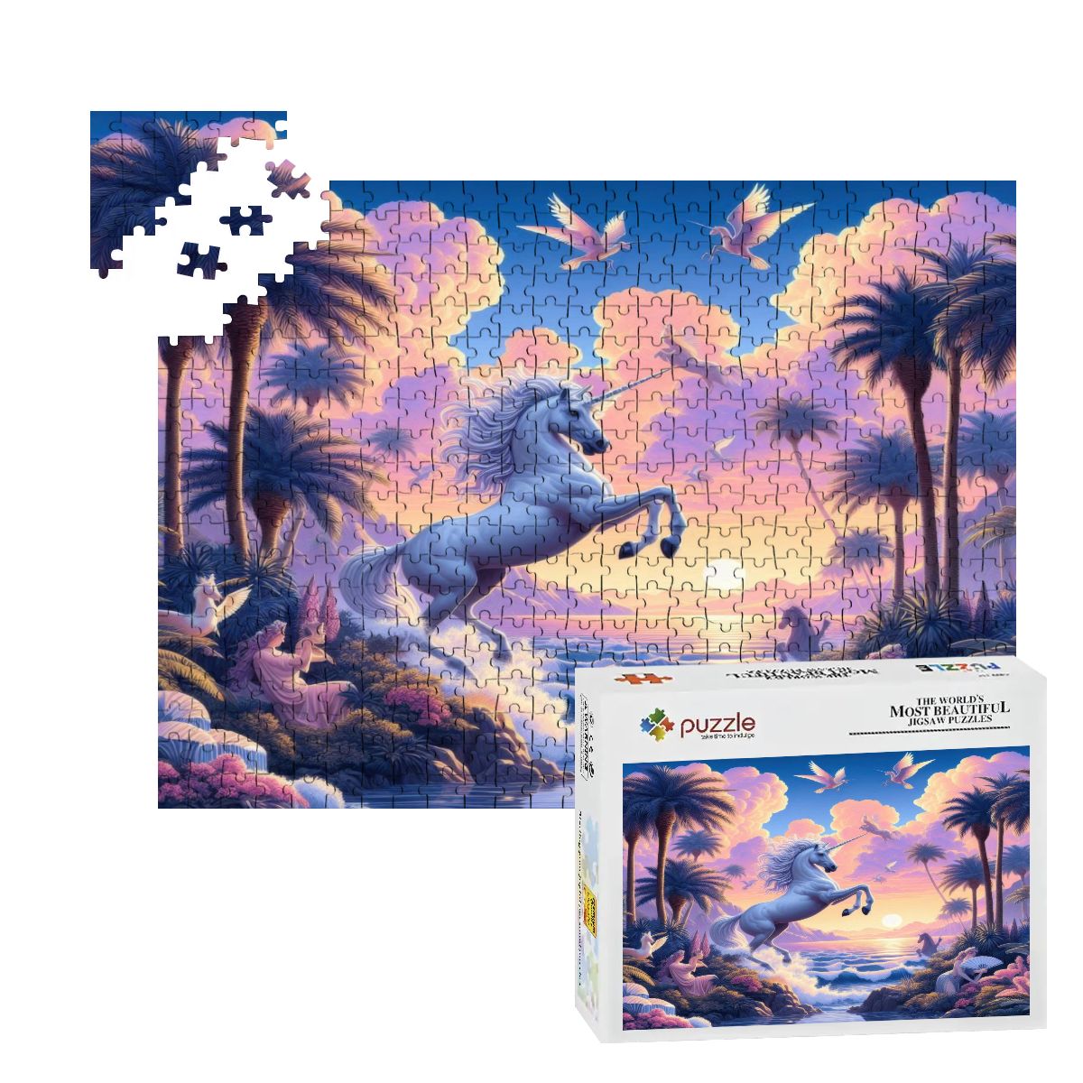 Unicorn Fantasy Wooden Jigsaw Puzzles 500 pcs - Gregg Acini Adoree Designs - Jigsaw Puzzle