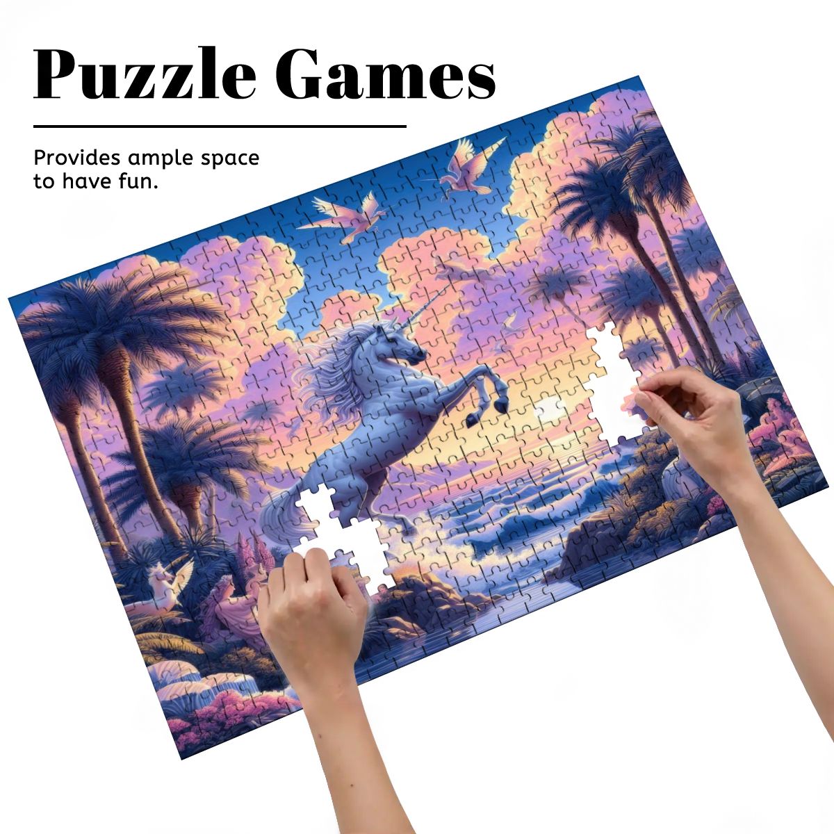 Unicorn Fantasy Wooden Jigsaw Puzzles 500 pcs - Gregg Acini Adoree Designs - Jigsaw Puzzle