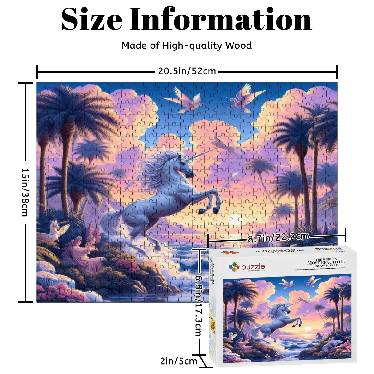 Unicorn Fantasy Wooden Jigsaw Puzzles 500 pcs - Gregg Acini Adoree Designs - Jigsaw Puzzle