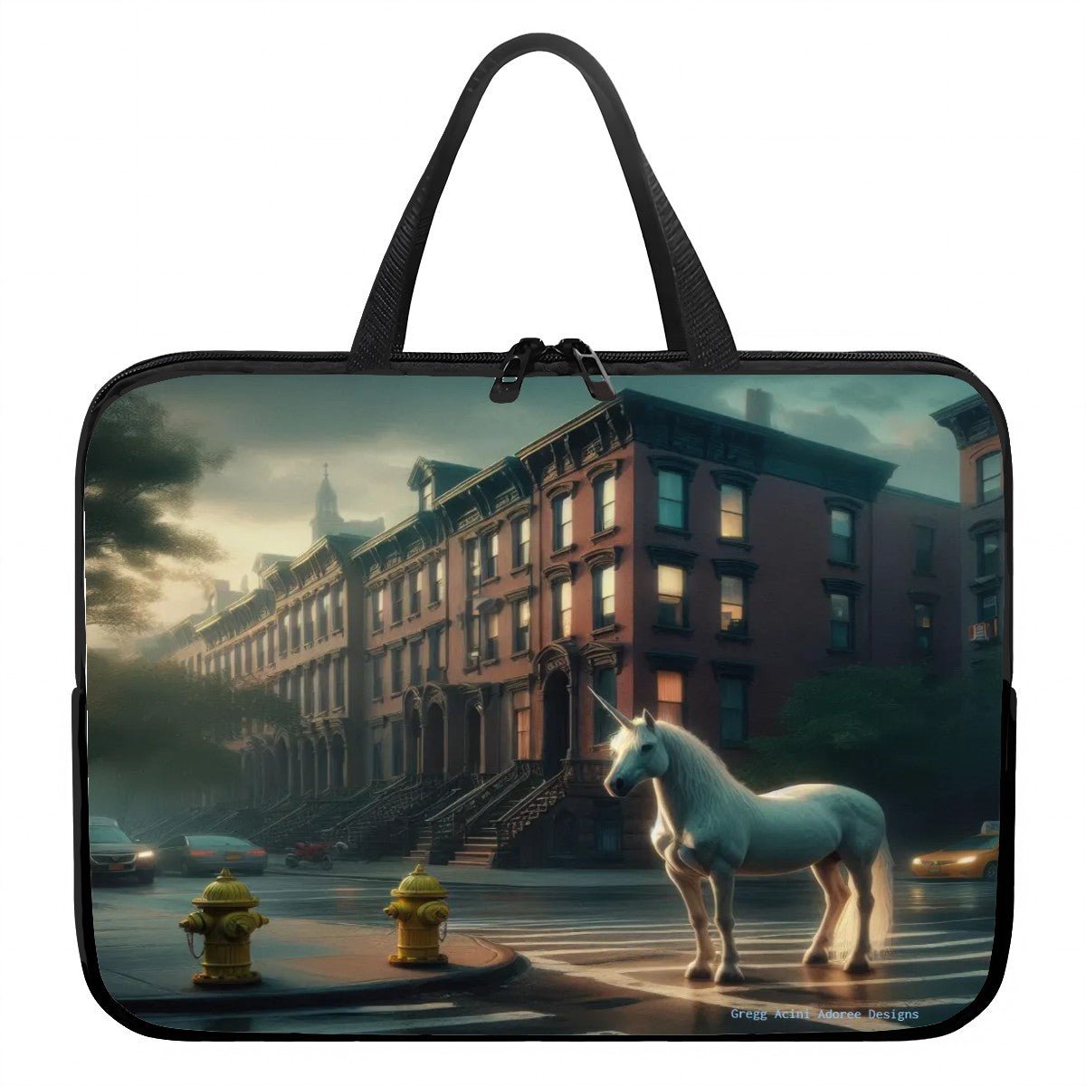 Unicorn in the City Laptop Bag - Gregg Acini Adoree Designs - Laptop Bag