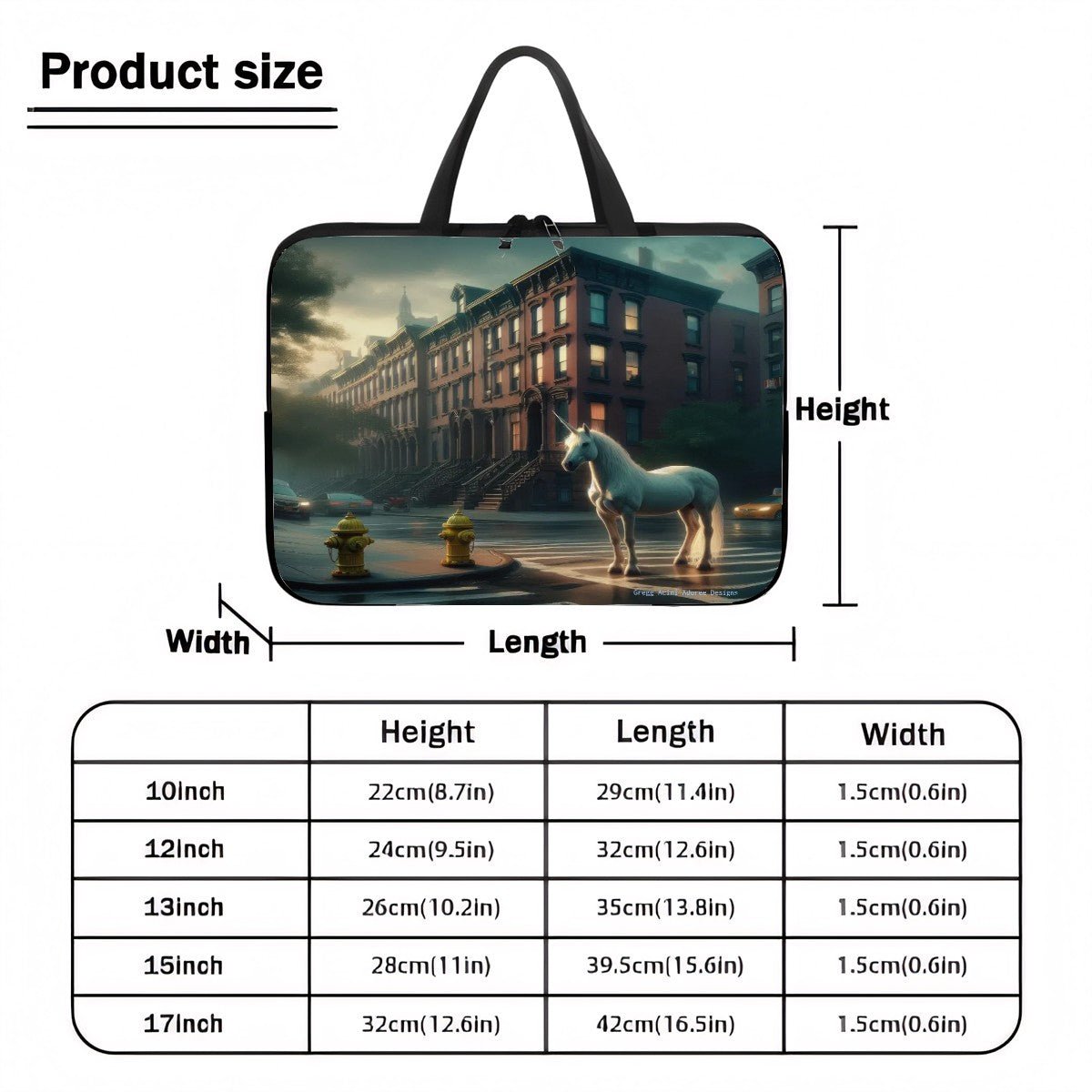 Unicorn in the City Laptop Bag - Gregg Acini Adoree Designs - Laptop Bag