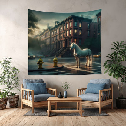 Unicorn in the City Lightweight Wall Tapestry (Fabric Wall Hanging - USA) - Gregg Acini Adoree Designs - Wall Coverings