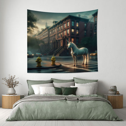 Unicorn in the City Lightweight Wall Tapestry (Fabric Wall Hanging - USA) - Gregg Acini Adoree Designs - Wall Coverings