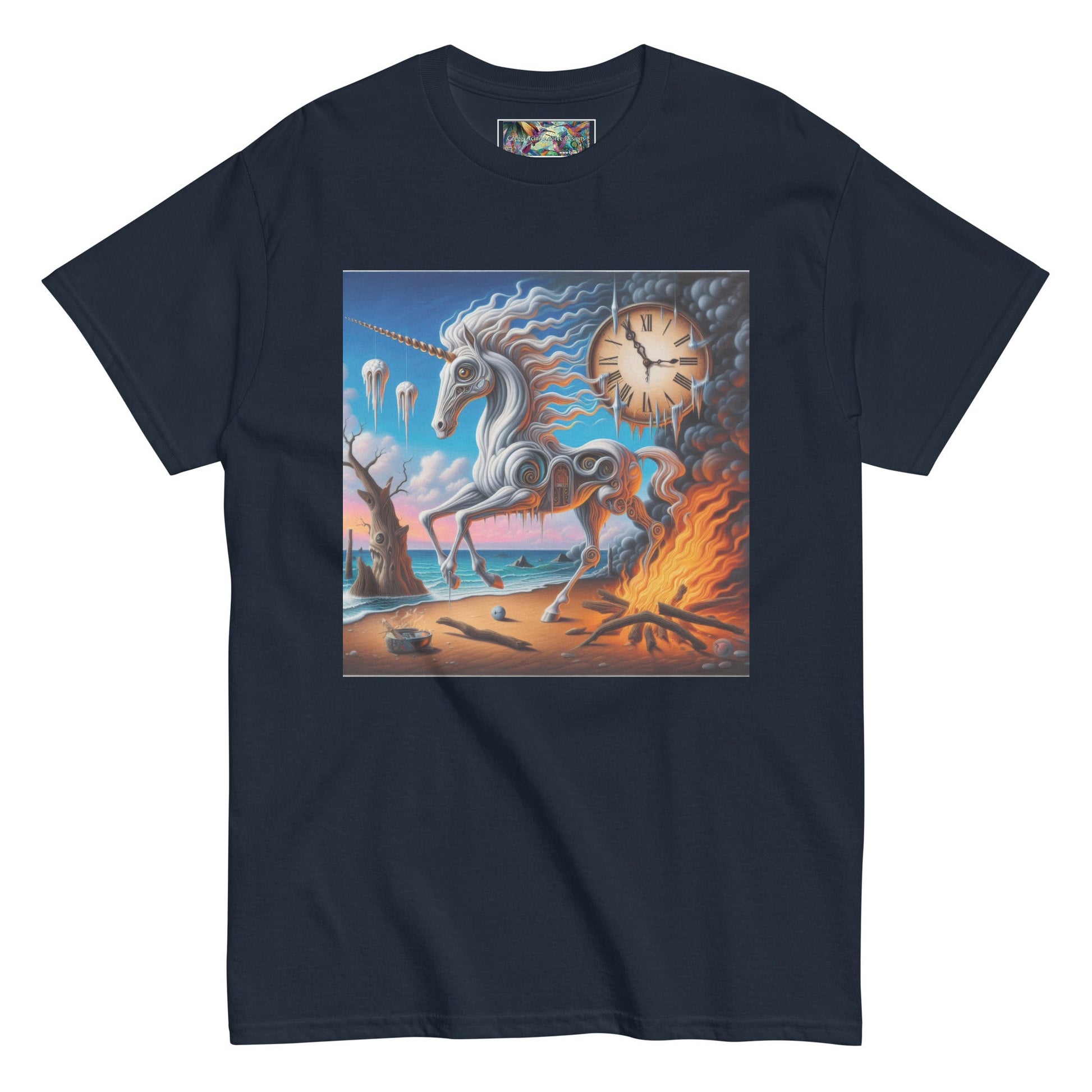 Unicorn in the style of Dali Unisex classic tee by Gregg Acini Adoree Designs - Gregg Acini Adoree Designs - Tee Shirt