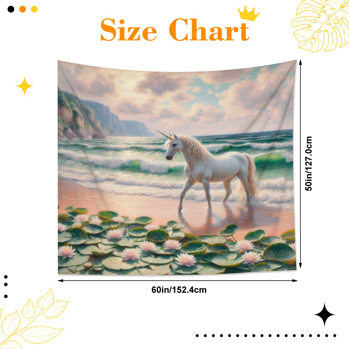 Unicorn Near the Ocean Lightweight Wall Tapestry (Fabric Wall Hanging - USA) - Gregg Acini Adoree Designs - Wall Coverings
