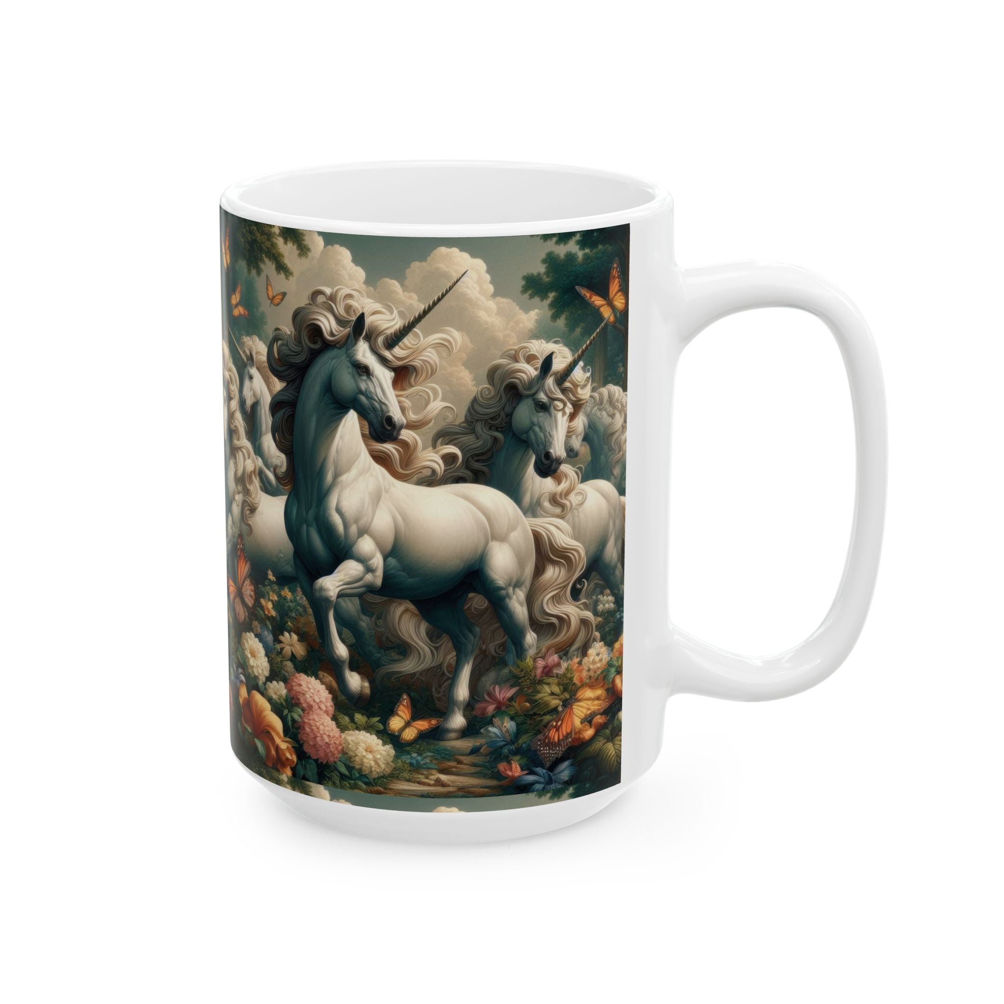 Unicorns and Butterflies Ceramic Coffee Mug by Gregg Acini Adoree Designs - Gregg Acini Adoree Designs - Mug