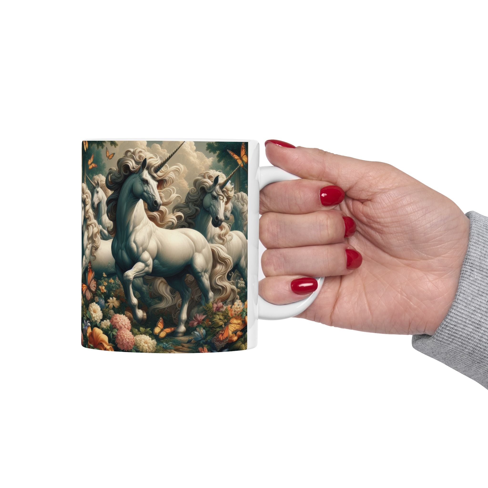 Unicorns and Butterflies Ceramic Coffee Mug by Gregg Acini Adoree Designs - Gregg Acini Adoree Designs - Mug