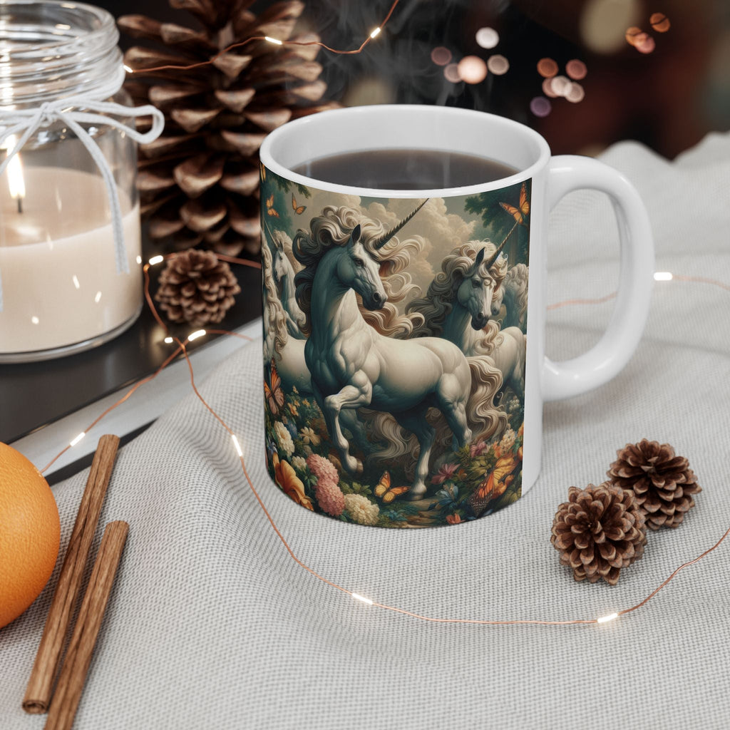 Unicorns and Butterflies Ceramic Coffee Mug by Gregg Acini Adoree Designs - Gregg Acini Adoree Designs - Mug