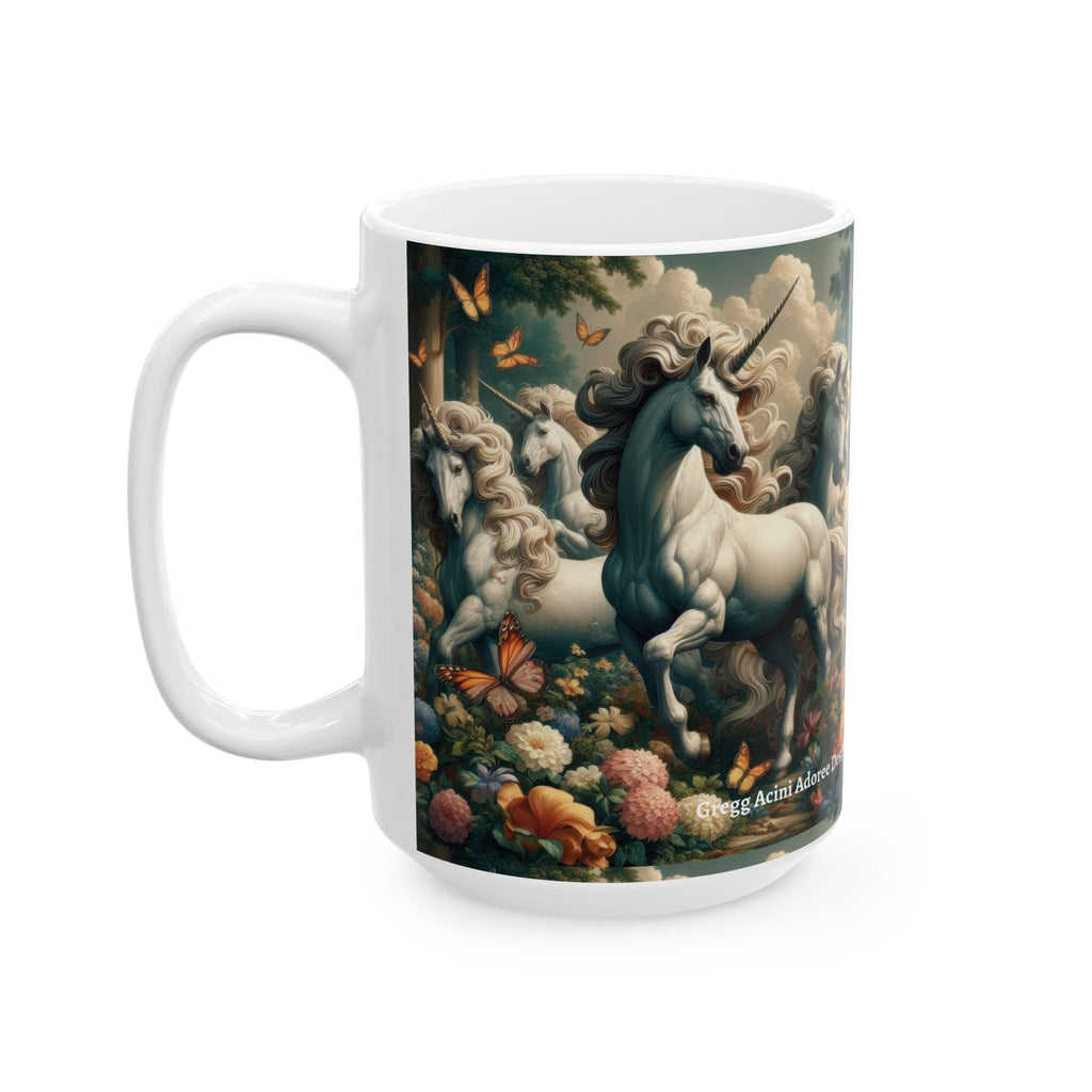 Unicorns and Butterflies Ceramic Coffee Mug by Gregg Acini Adoree Designs - Gregg Acini Adoree Designs - Mug