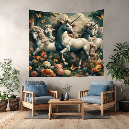Unicorns and Butterflies Lightweight Wall Tapestry (Fabric Wall Hanging - USA) - Gregg Acini Adoree Designs - Wall Coverings