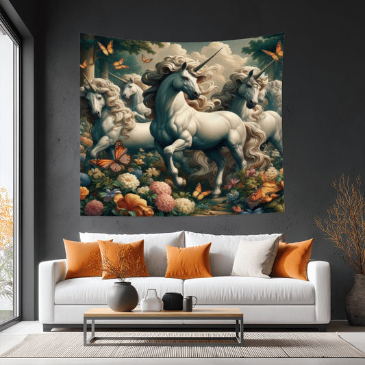 Unicorns and Butterflies Lightweight Wall Tapestry (Fabric Wall Hanging - USA) - Gregg Acini Adoree Designs - Wall Coverings