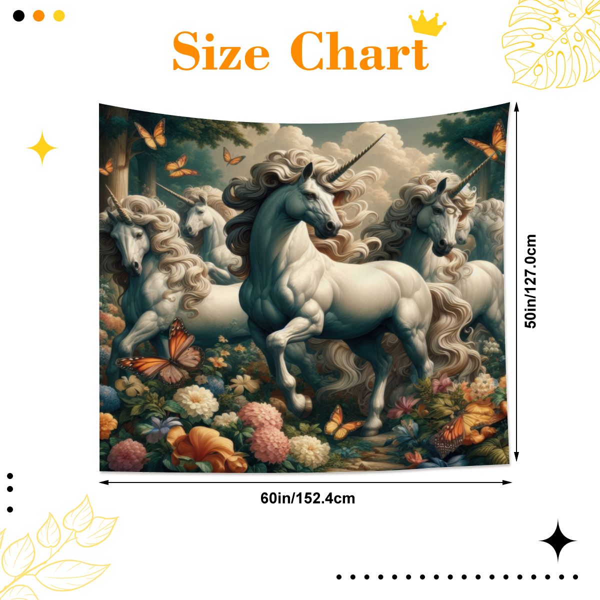 Unicorns and Butterflies Lightweight Wall Tapestry (Fabric Wall Hanging - USA) - Gregg Acini Adoree Designs - Wall Coverings