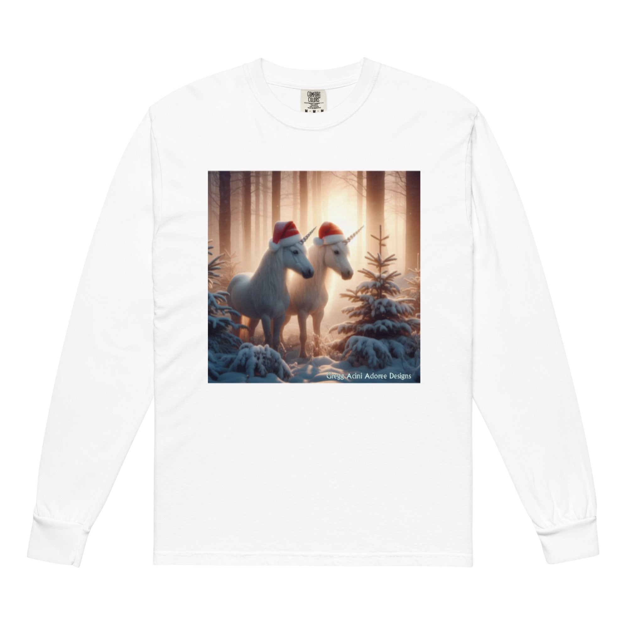 Unicorns in Winter Garment - dyed heavyweight long - sleeve shirt by Gregg Acini Adoree Designs - Gregg Acini Adoree Designs - Sweatshirt