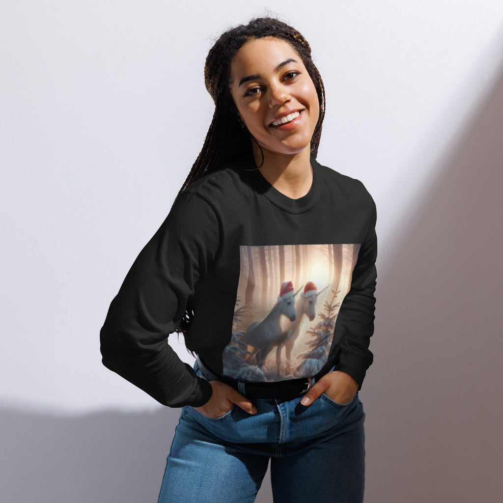 Unicorns in Winter Garment - dyed heavyweight long - sleeve shirt by Gregg Acini Adoree Designs - Gregg Acini Adoree Designs - Sweatshirt