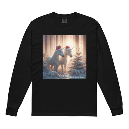Unicorns in Winter Garment - dyed heavyweight long - sleeve shirt by Gregg Acini Adoree Designs - Gregg Acini Adoree Designs - Sweatshirt