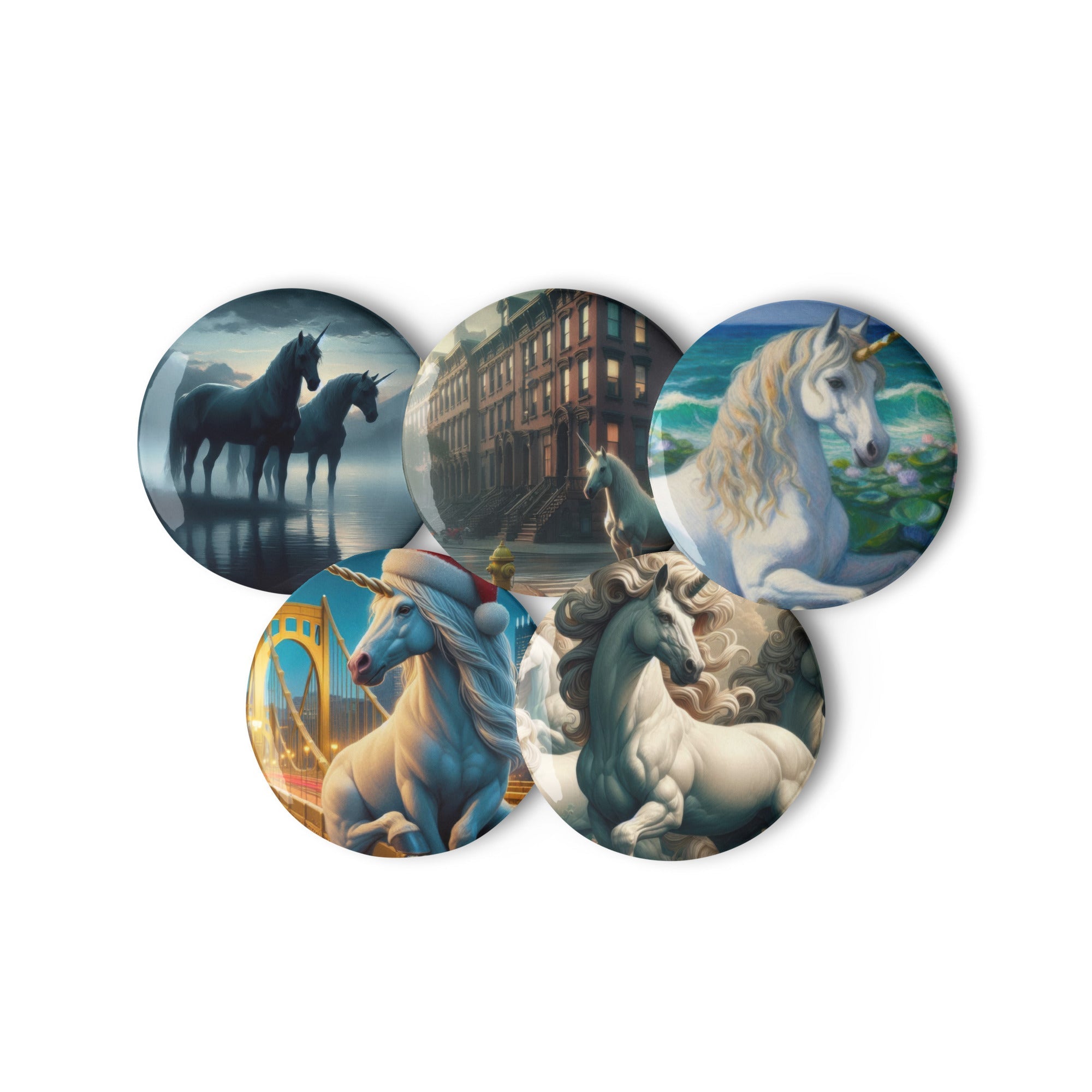 Unicorns Set of pin buttons - Gregg Acini Adoree Designs - Pin Buttons