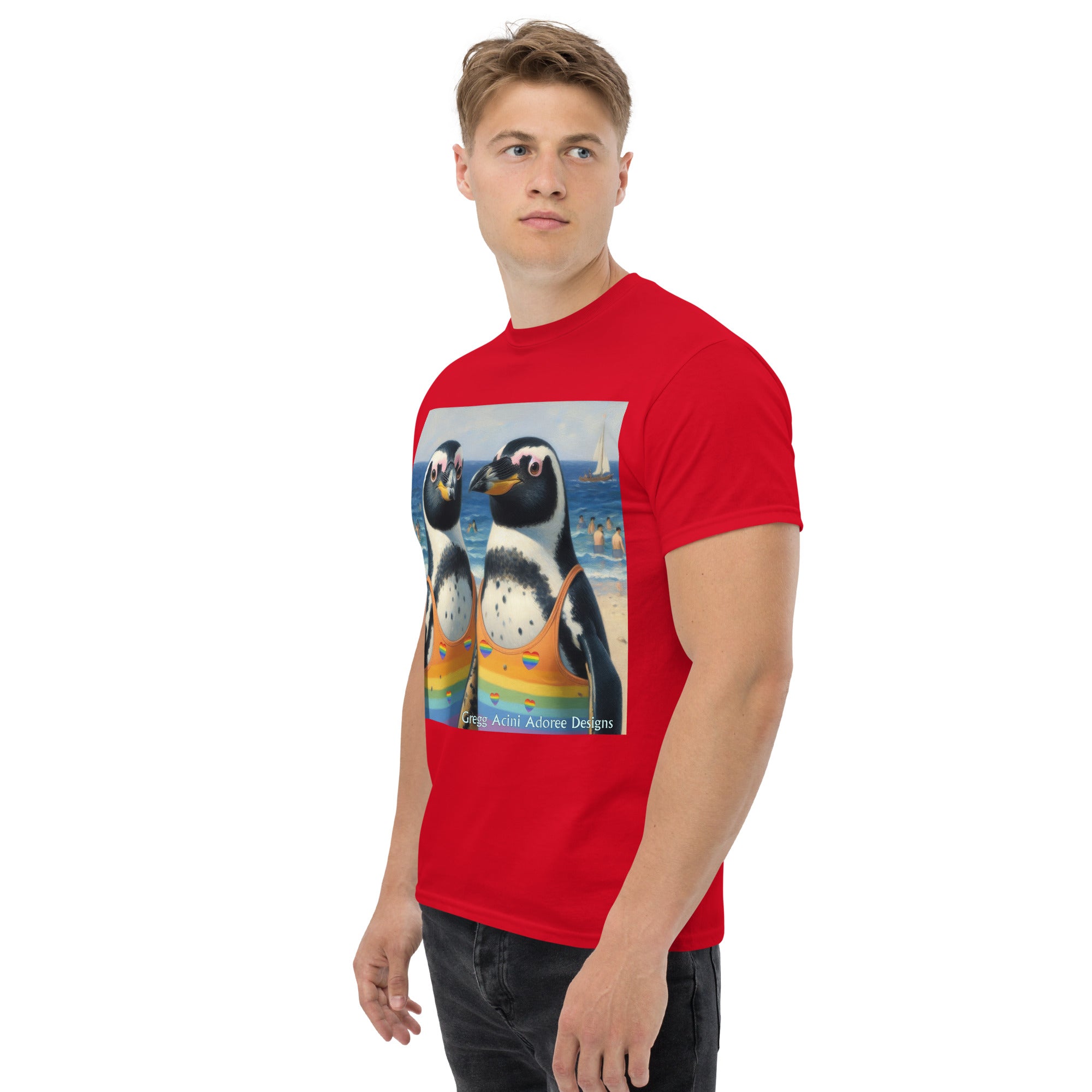 Proud Penguins at the Beach Unisex classic tee