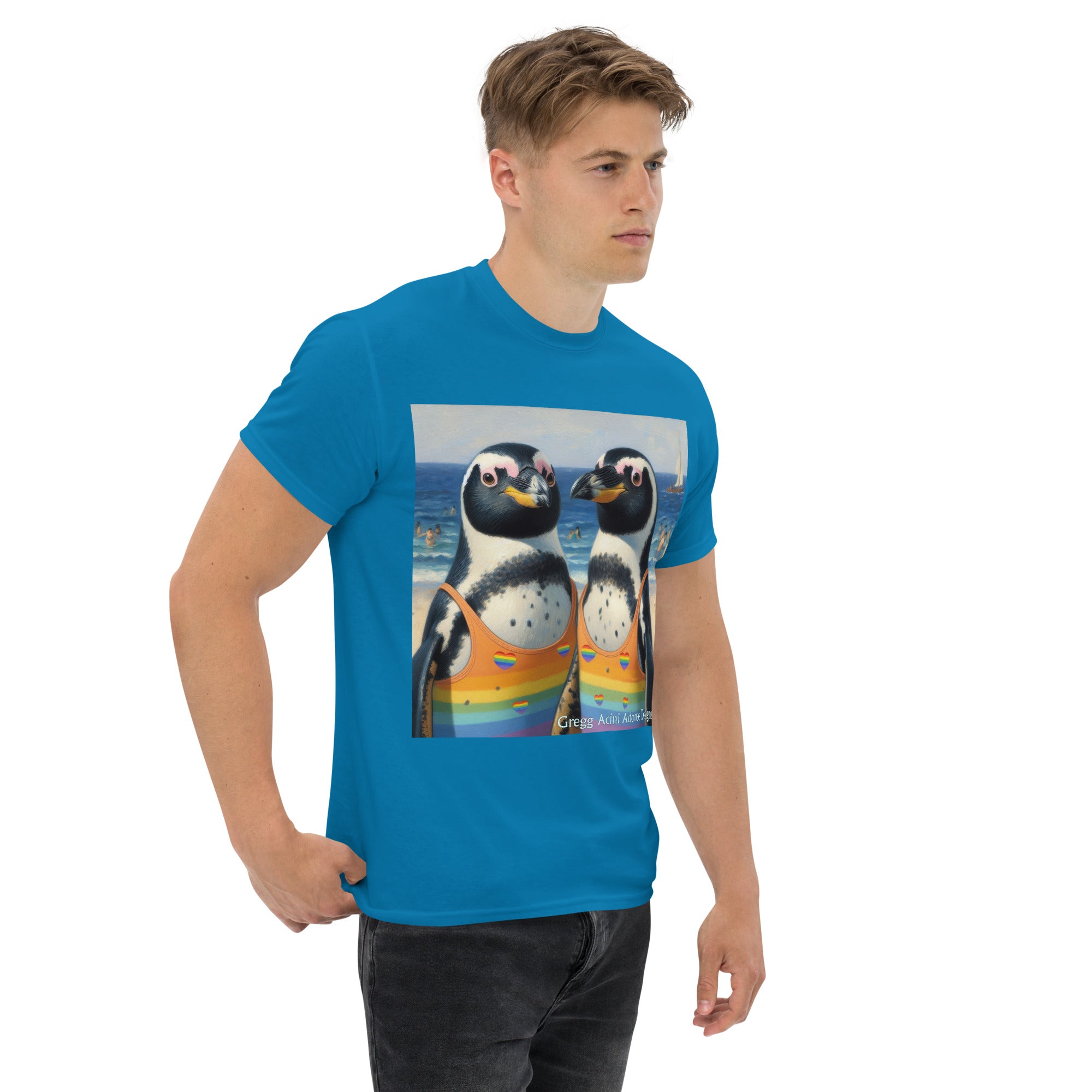 Proud Penguins at the Beach Unisex classic tee