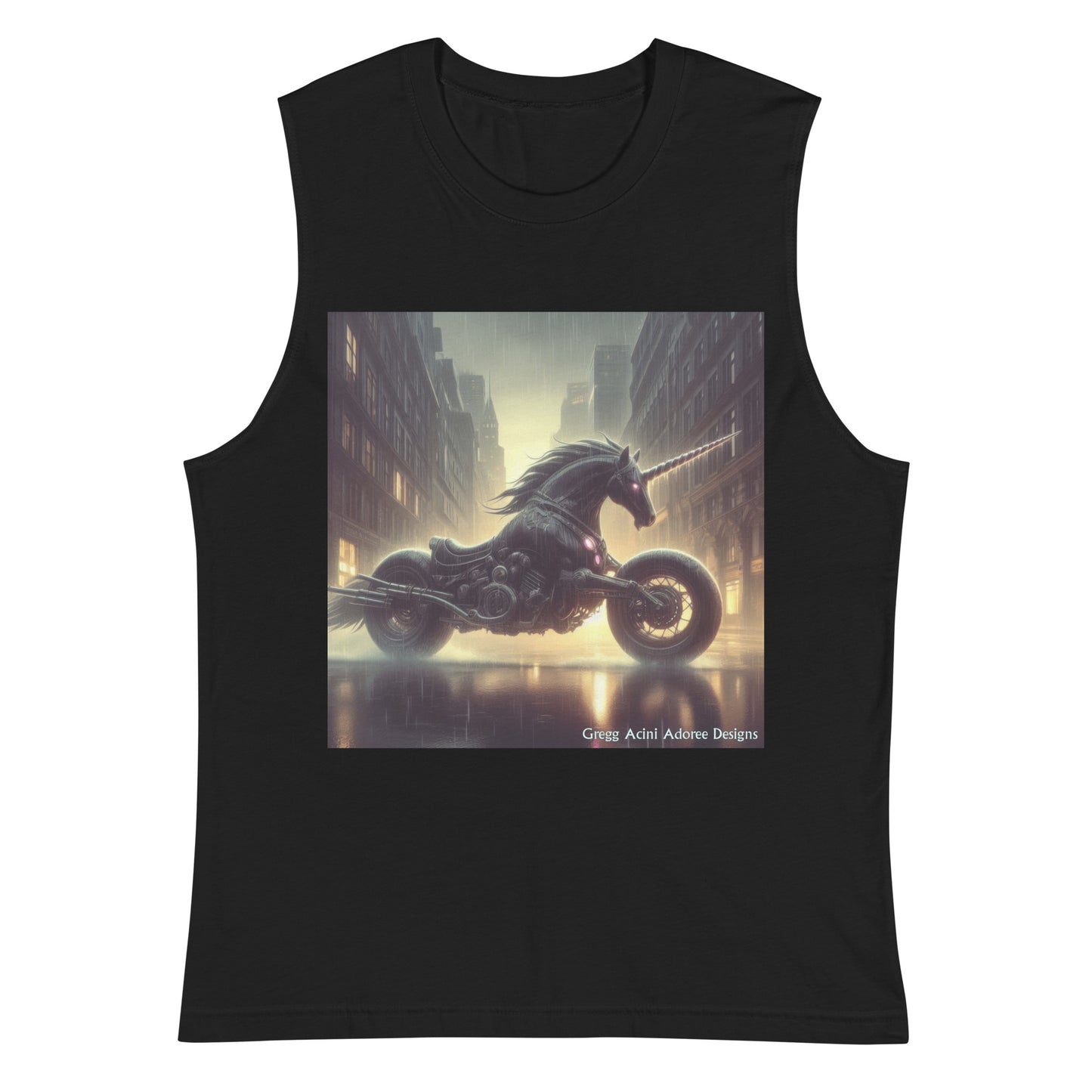 Motorcycle Unicorn Muscle Shirt by Gregg Acini Adoree Designs