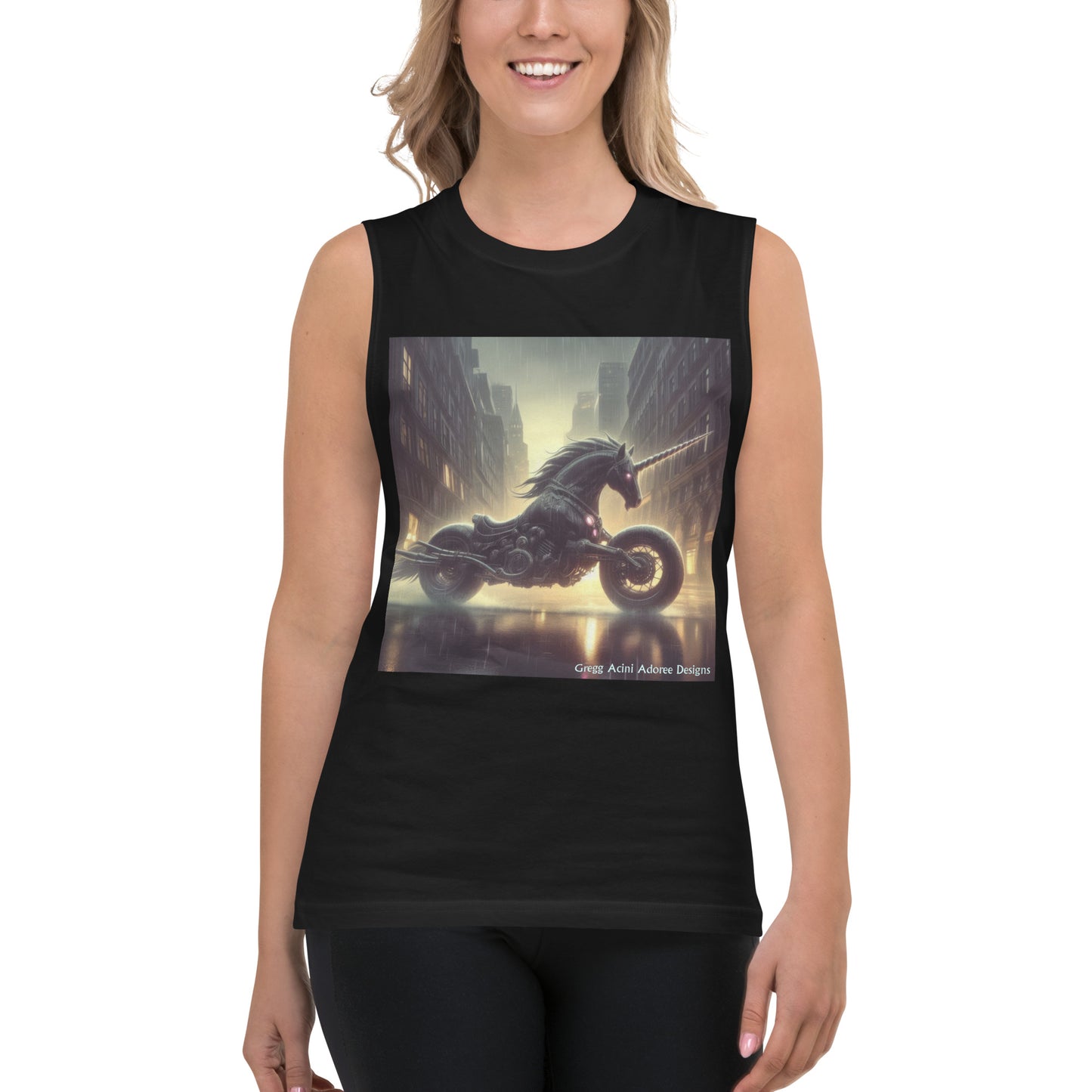 Motorcycle Unicorn Muscle Shirt by Gregg Acini Adoree Designs