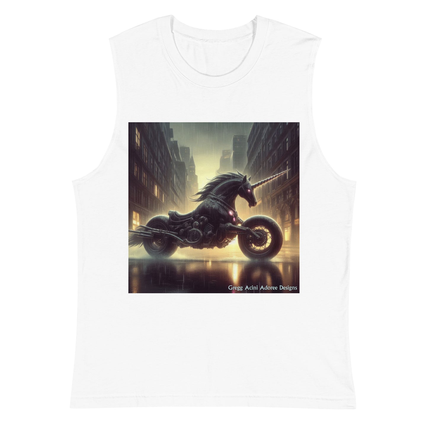 Motorcycle Unicorn Muscle Shirt by Gregg Acini Adoree Designs