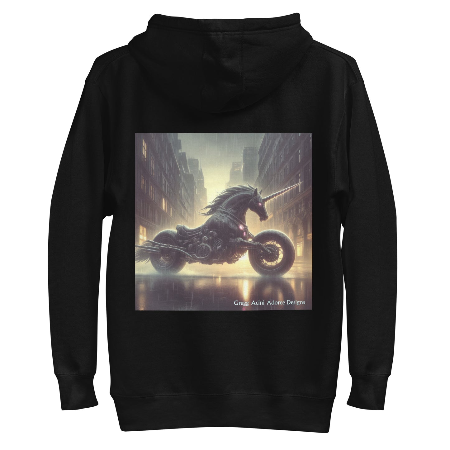 Motorcycle Unicorn Unisex Hoodie by Gregg Acini Adoree Designs