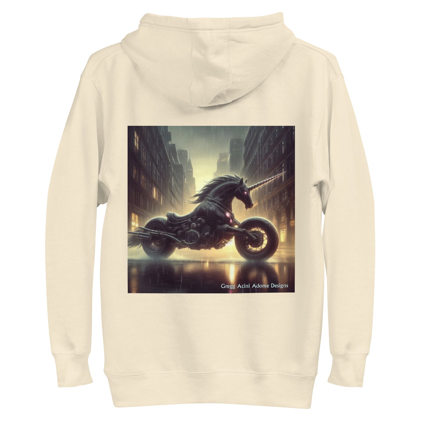 Motorcycle Unicorn Unisex Hoodie by Gregg Acini Adoree Designs