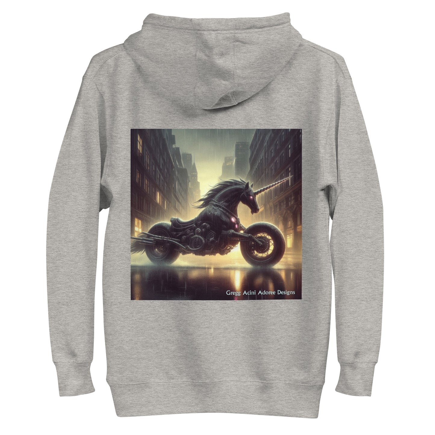 Motorcycle Unicorn Unisex Hoodie by Gregg Acini Adoree Designs