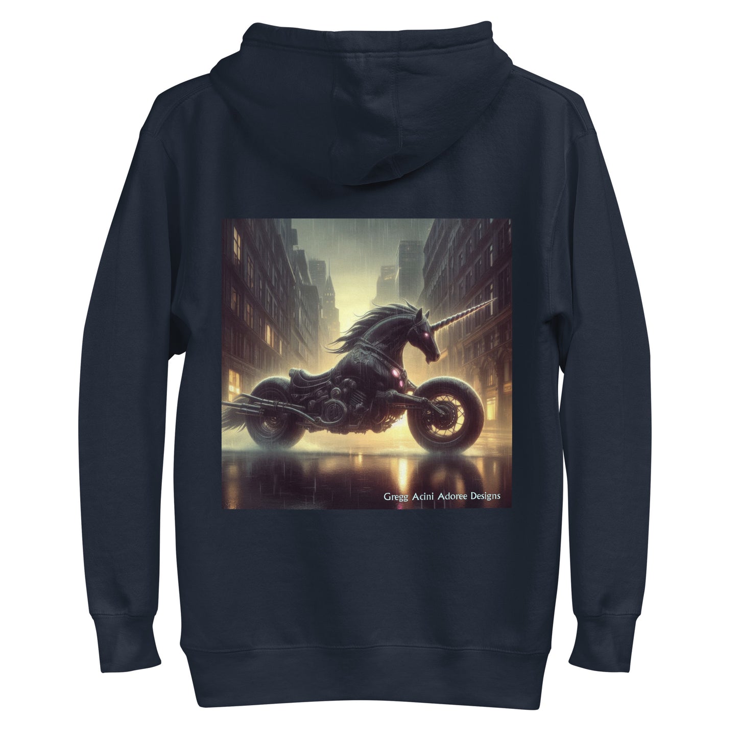 Motorcycle Unicorn Unisex Hoodie by Gregg Acini Adoree Designs