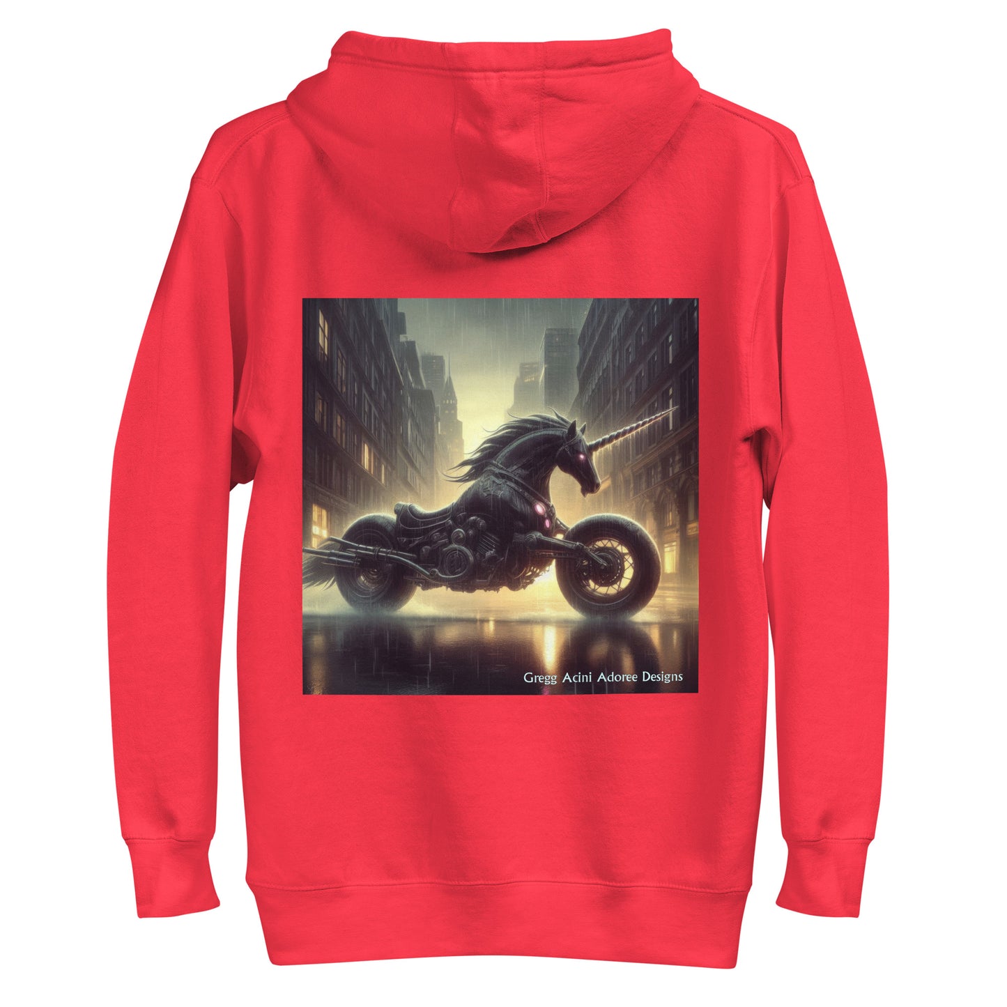 Motorcycle Unicorn Unisex Hoodie by Gregg Acini Adoree Designs