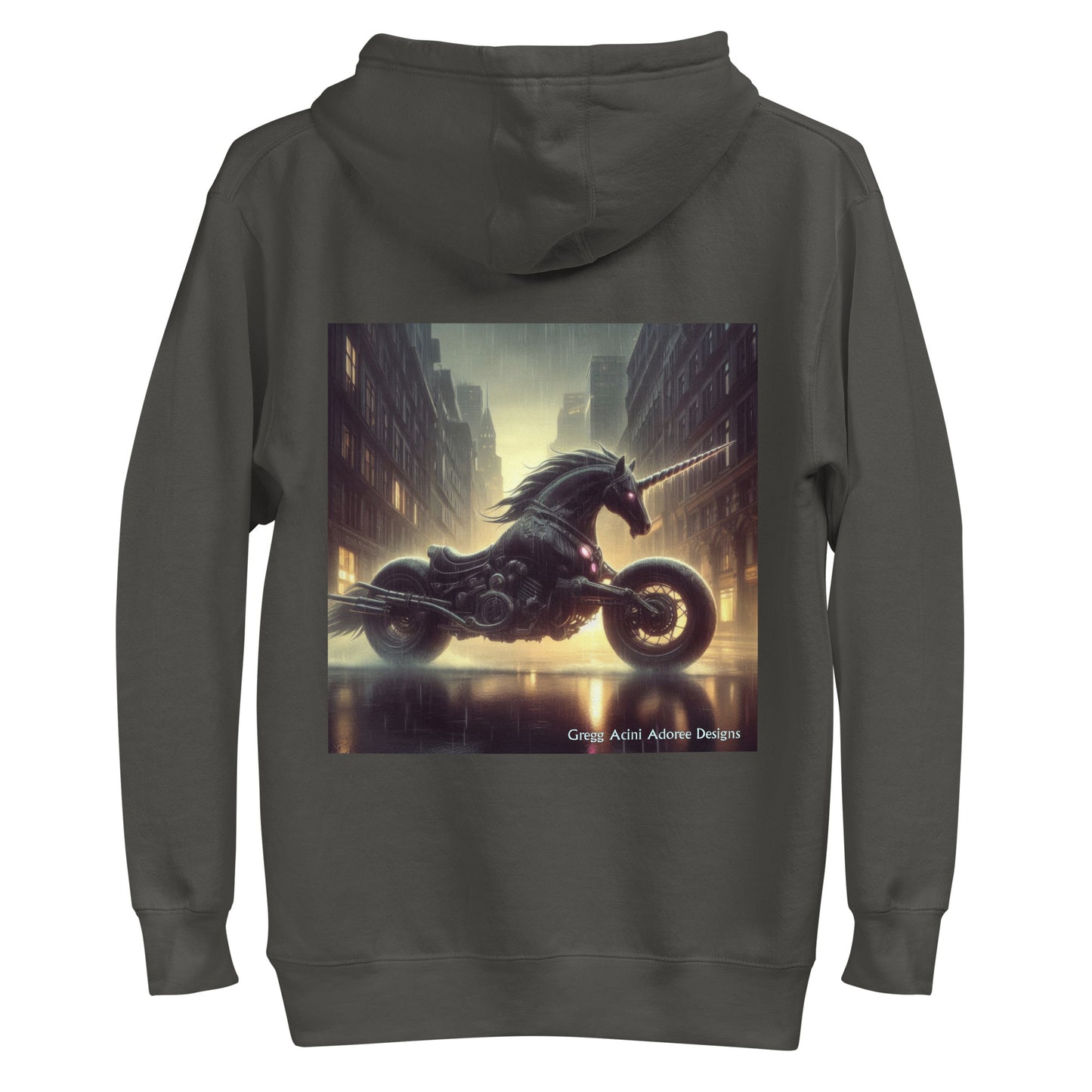 Motorcycle Unicorn Unisex Hoodie by Gregg Acini Adoree Designs