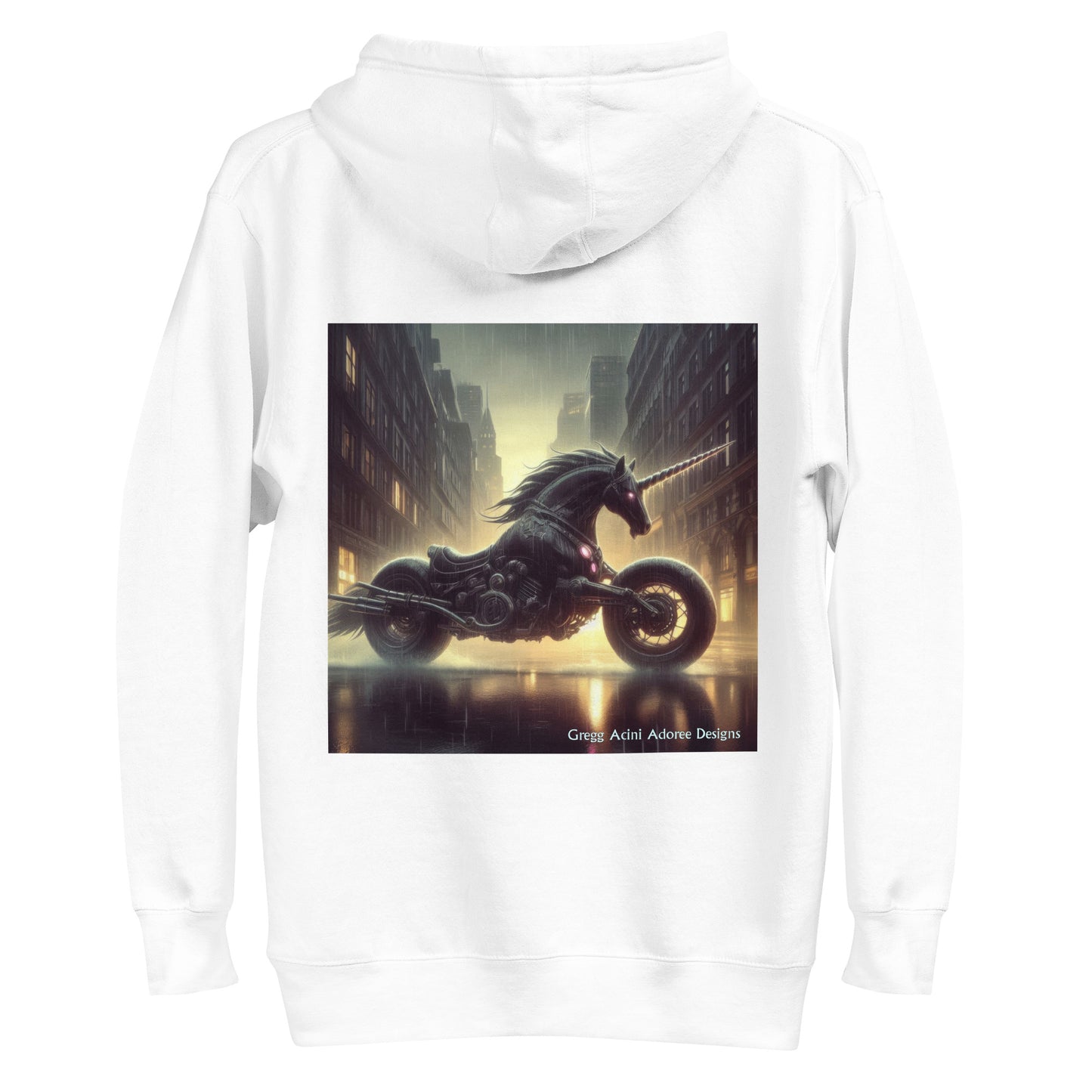 Motorcycle Unicorn Unisex Hoodie by Gregg Acini Adoree Designs