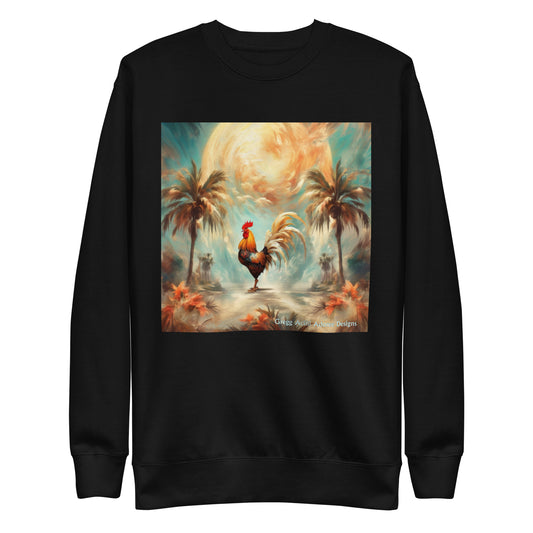 Rooster and Palms Unisex Premium Sweatshirt by Gregg Acini Adoree Designs