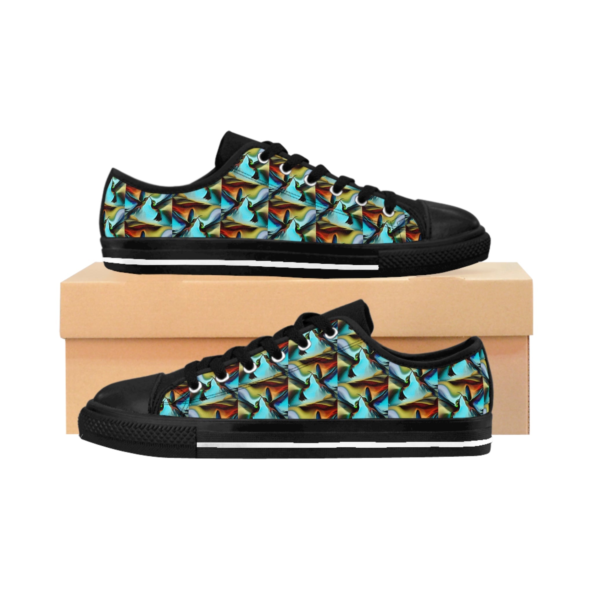 Vibrant Hummingbird Pattern Women's Sneakers - Stylish, Comfortable Footwear for Everyday Adventures - Gregg Acini Adoree Designs - Shoes