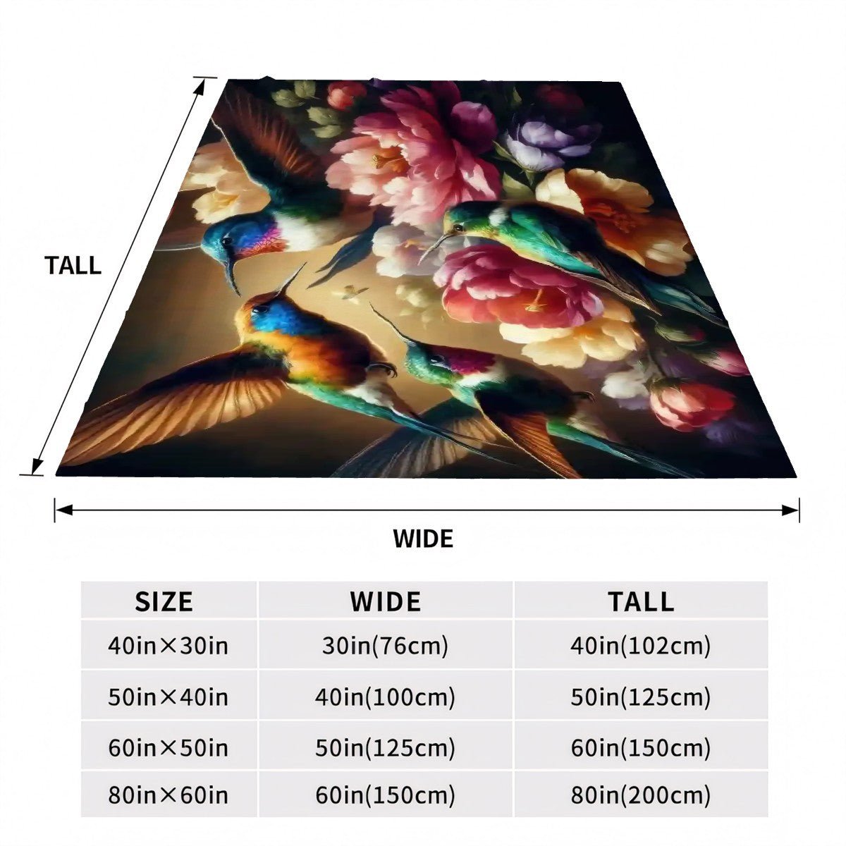 Vibrant Multicolor Hummingbirds 300 GSM Flannel Throw Blanket (Made in USA) - Gregg Acini Adoree Designs - Blanket