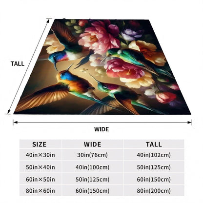 Vibrant Multicolor Hummingbirds 300 GSM Flannel Throw Blanket (Made in USA) - Gregg Acini Adoree Designs - Blanket
