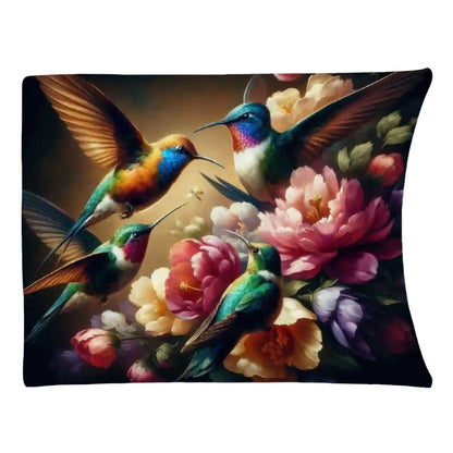 Vibrant Multicolor Hummingbirds 300 GSM Flannel Throw Blanket (Made in USA) - Gregg Acini Adoree Designs - Blanket