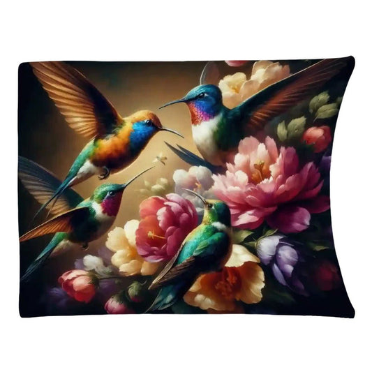 Vibrant Multicolor Hummingbirds 300 GSM Flannel Throw Blanket (Made in USA) - Gregg Acini Adoree Designs - Blanket
