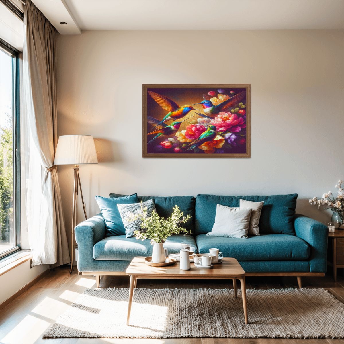 Vibrant Multicolor Hummingbirds Wooden Jigsaw Puzzles 1000 pcs - Gregg Acini Adoree Designs - Jigsaw Puzzle